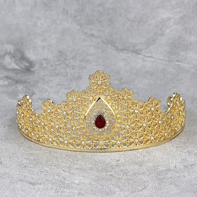 
                      
                        Sunspicems Gold Color Morocco Tiaras Women Crown Hair Jewelry Red Green Rhinestone Wedding Headpieces Bridal Gift - TulleLux Bridal Crowns &  Accessories 
                      
                    