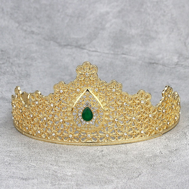 
                      
                        Sunspicems Gold Color Morocco Tiaras Women Crown Hair Jewelry Red Green Rhinestone Wedding Headpieces Bridal Gift - TulleLux Bridal Crowns &  Accessories 
                      
                    