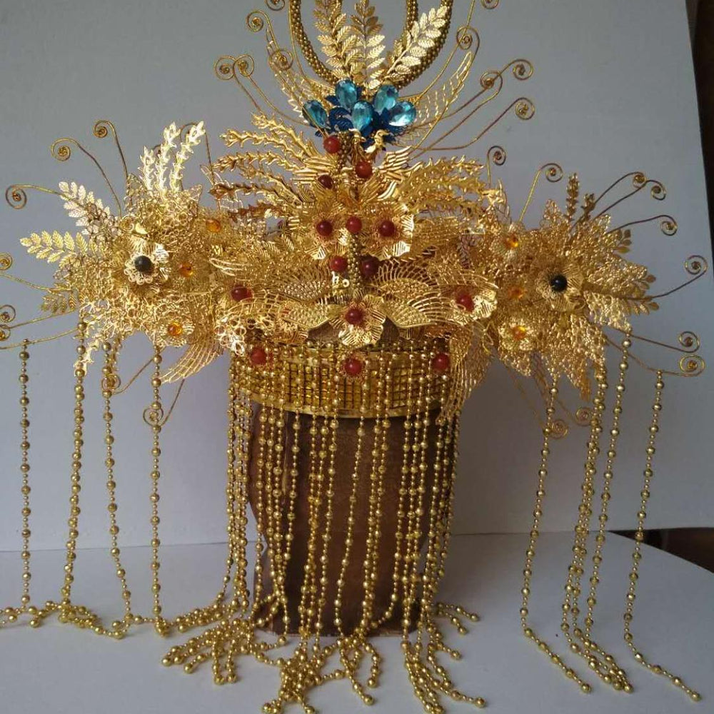 
                      
                        16 Designs Handmade Golden Empress Princess Hair Tiara Bride Wedding Headpiece - TulleLux Bridal Crowns &  Accessories 
                      
                    