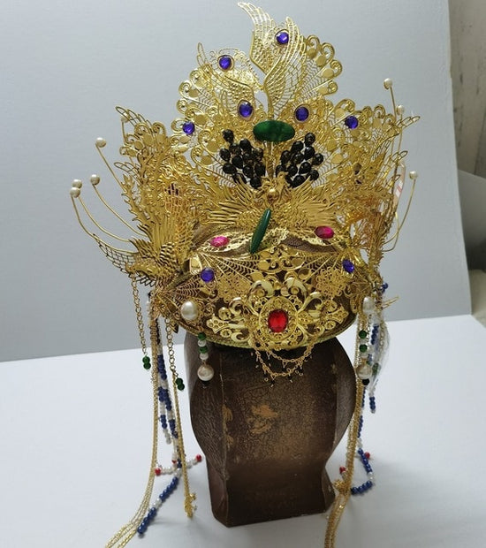 16 Designs Handmade Golden Empress Princess Hair Tiara Bride Wedding Headpiece - TulleLux Bridal Crowns &  Accessories 