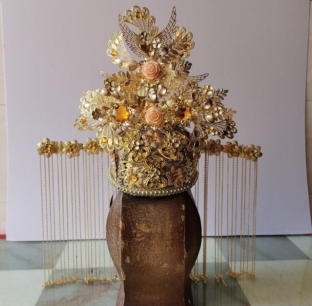 
                      
                        16 Designs Handmade Golden Empress Princess Hair Tiara Bride Wedding Headpiece - TulleLux Bridal Crowns &  Accessories 
                      
                    