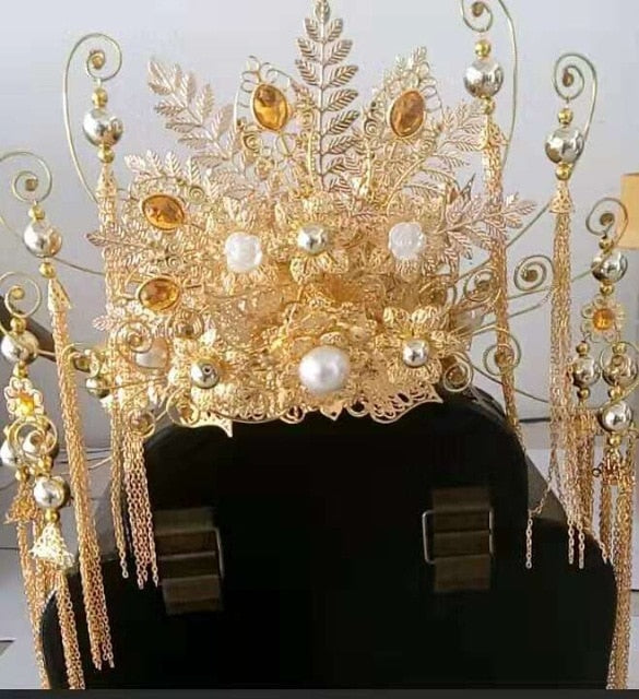 
                      
                        16 Designs Handmade Golden Empress Princess Hair Tiara Bride Wedding Headpiece - TulleLux Bridal Crowns &  Accessories 
                      
                    