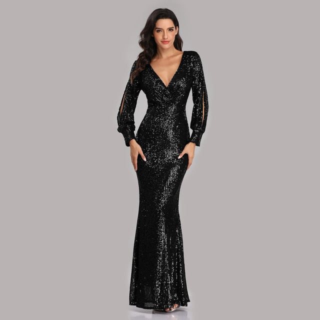 
                      
                        Sexy V-neck Sequined Mermaid Evening Dress Long Formal Party Gown - TulleLux Bridal Crowns &  Accessories 
                      
                    