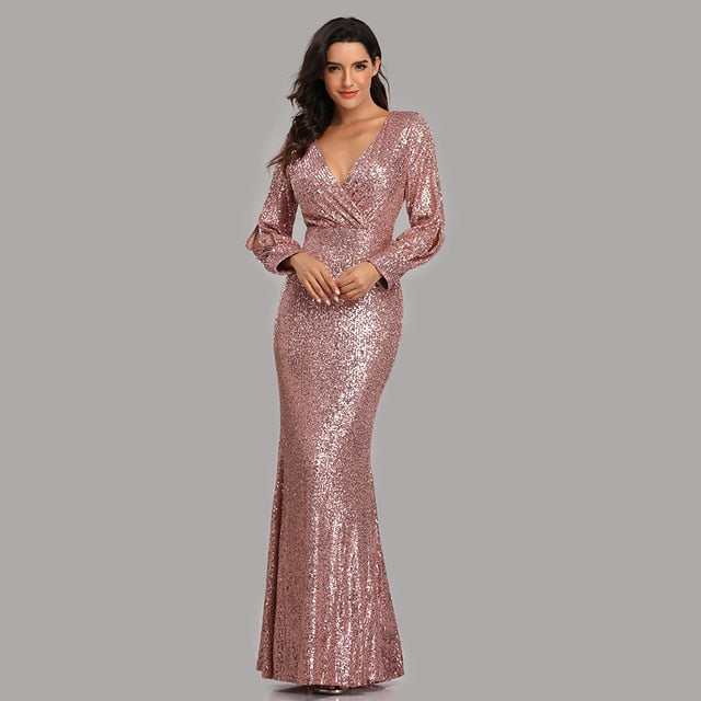 
                      
                        Sexy V-neck Sequined Mermaid Evening Dress Long Formal Party Gown - TulleLux Bridal Crowns &  Accessories 
                      
                    