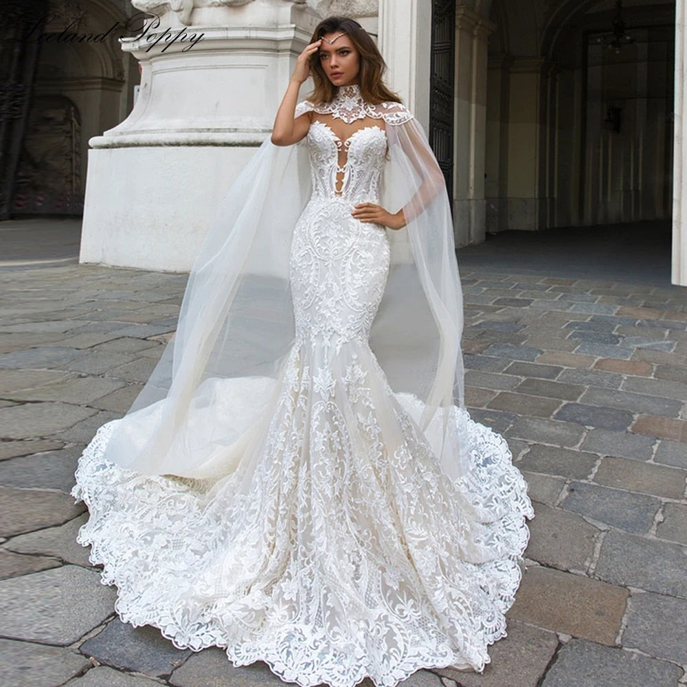  Women's Open Back Corset Bridal Gowns Train Long Lace Mermaid  Wedding Dresses for Bride 2022 Plus Size Ivory : Clothing, Shoes & Jewelry