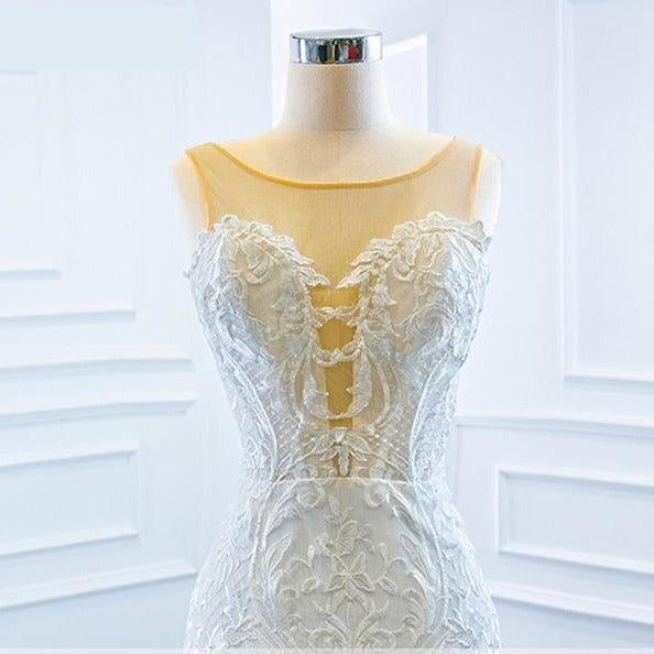 Lace Mermaid Sleeveless Vestido de Novia Wedding Bridal Dress with Cape - TulleLux Bridal Crowns &  Accessories 