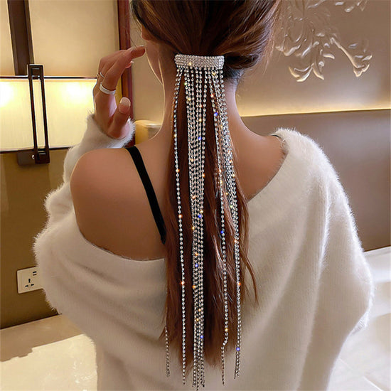 Rhinestone Hairpin  Long Tassel Crystal Hair Accessory