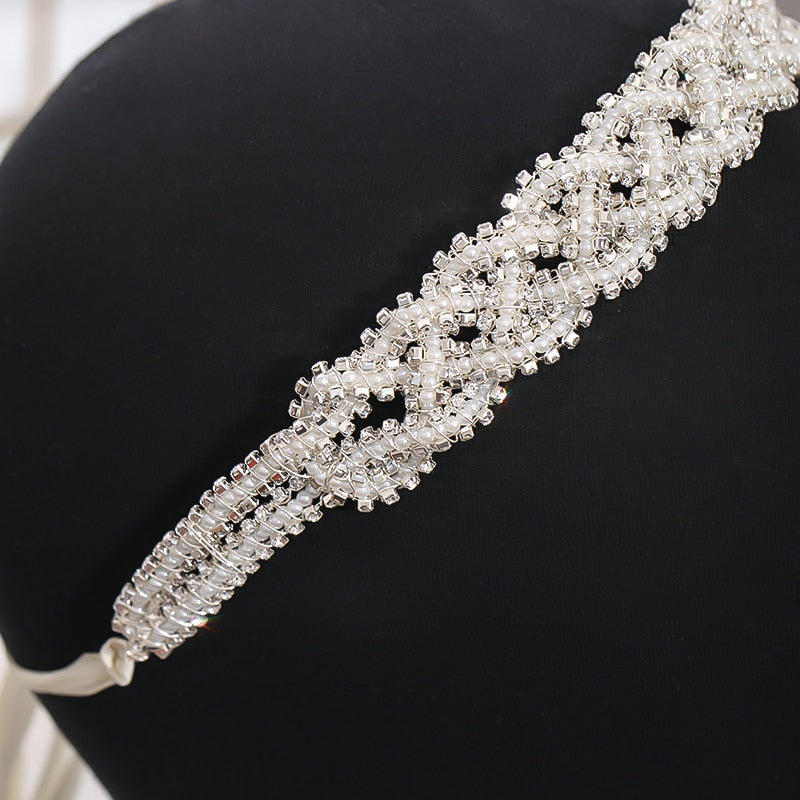 Pearl Rhinestone Headband Tiara Wedding Accessories - TulleLux Bridal Crowns &  Accessories 