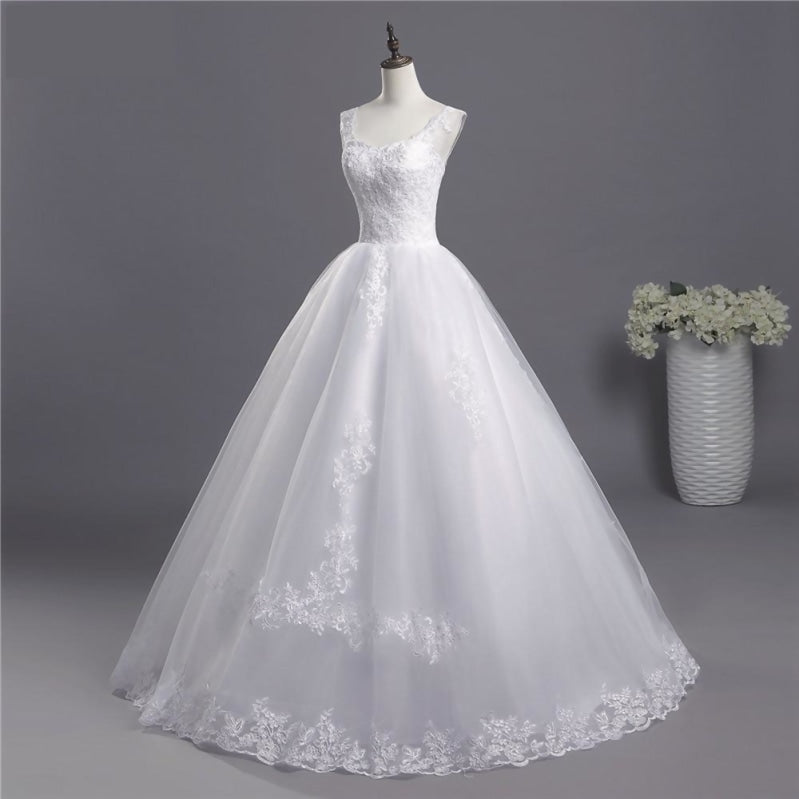 Strapless A-Line Back-laced Adjustable Tulle Wedding Dress with