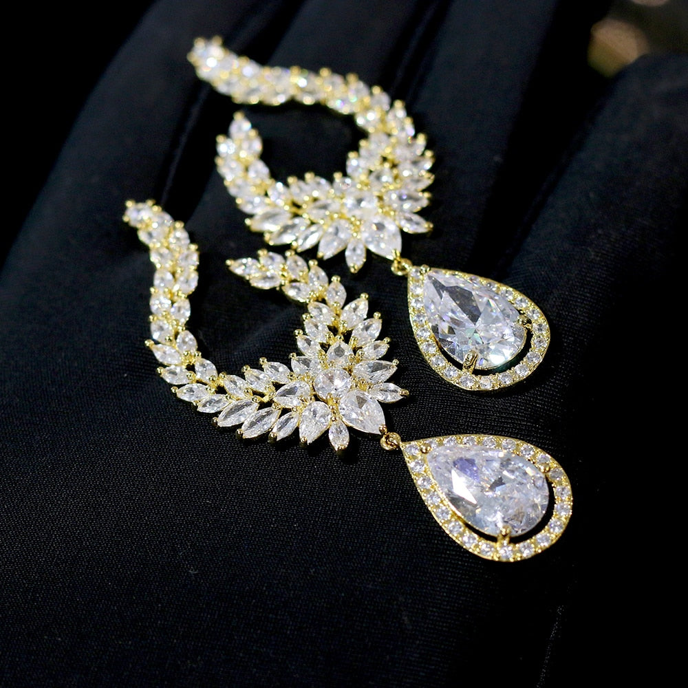 
                      
                        Luxury Water Drop Cubic Zirconia Earrings Wedding Party Fashion Jewelry
                      
                    