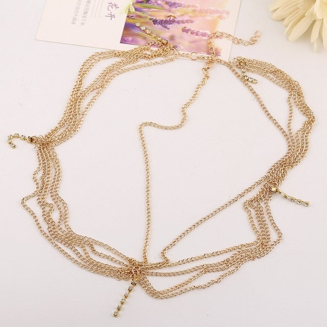 
                      
                        Boho Draping Crystal Elegant Bridal Head Chain - TulleLux Bridal Crowns &  Accessories 
                      
                    
