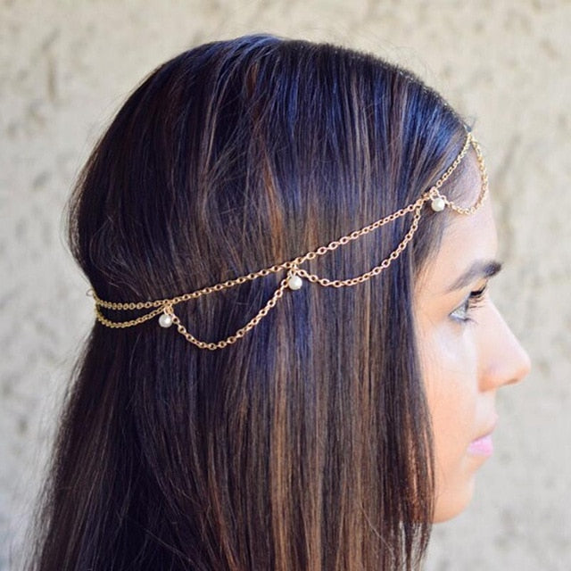 
                      
                        Boho Draping Crystal Elegant Bridal Head Chain - TulleLux Bridal Crowns &  Accessories 
                      
                    