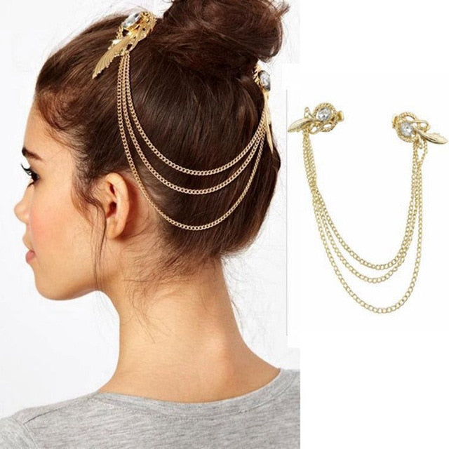 
                      
                        Boho Draping Crystal Elegant Bridal Head Chain - TulleLux Bridal Crowns &  Accessories 
                      
                    