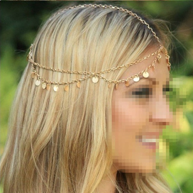 
                      
                        Boho Draping Crystal Elegant Bridal Head Chain - TulleLux Bridal Crowns &  Accessories 
                      
                    