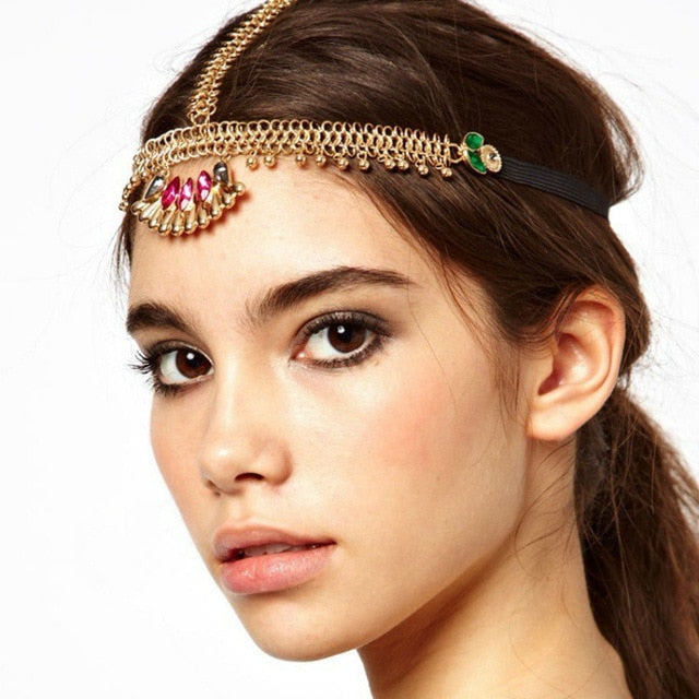
                      
                        Boho Draping Crystal Elegant Bridal Head Chain - TulleLux Bridal Crowns &  Accessories 
                      
                    