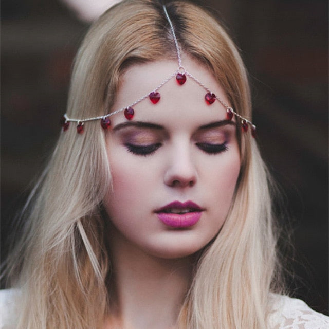 
                      
                        Boho Draping Crystal Elegant Bridal Head Chain - TulleLux Bridal Crowns &  Accessories 
                      
                    