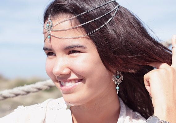 
                      
                        Boho Draping Crystal Elegant Bridal Head Chain - TulleLux Bridal Crowns &  Accessories 
                      
                    