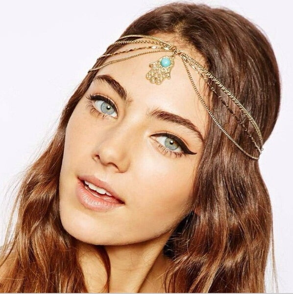 
                      
                        Boho Draping Crystal Elegant Bridal Head Chain - TulleLux Bridal Crowns &  Accessories 
                      
                    