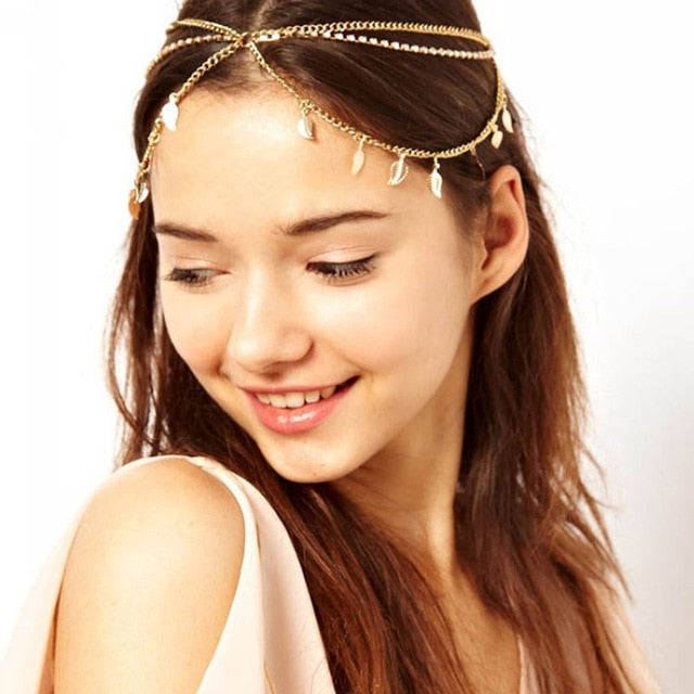 
                      
                        Boho Draping Crystal Elegant Bridal Head Chain - TulleLux Bridal Crowns &  Accessories 
                      
                    