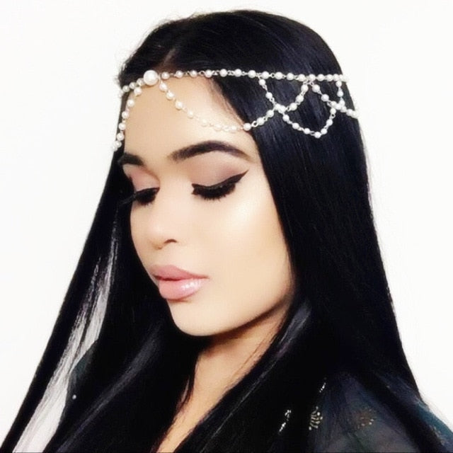 
                      
                        Boho Draping Crystal Elegant Bridal Head Chain - TulleLux Bridal Crowns &  Accessories 
                      
                    