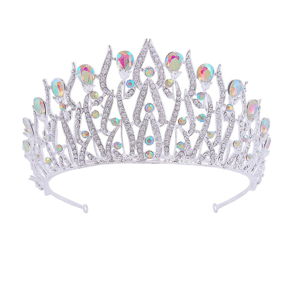 Baroque Silver Color Crystal Tiaras Crowns Pageant Wedding Hair Accessories 4 Styles - TulleLux Bridal Crowns &  Accessories 