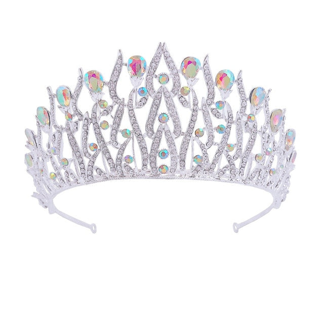 Load image into Gallery viewer, Baroque Silver Color Crystal Tiaras Crowns Pageant Wedding Hair Accessories 4 Styles - TulleLux Bridal Crowns &amp;amp;  Accessories 
