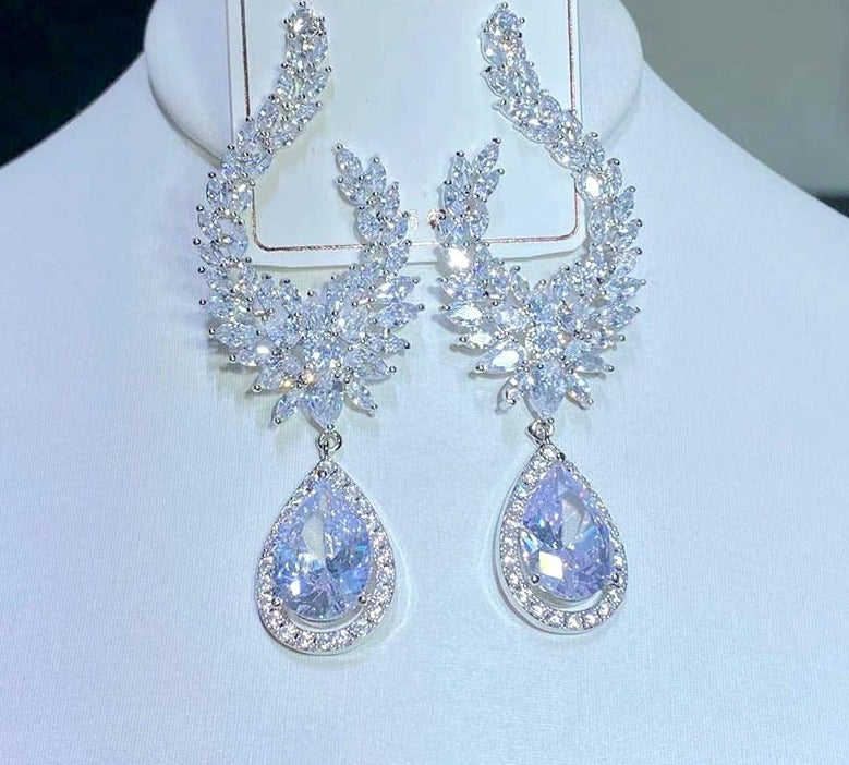 Luxury Water Drop Cubic Zirconia Earrings Wedding Party Fashion Jewelry