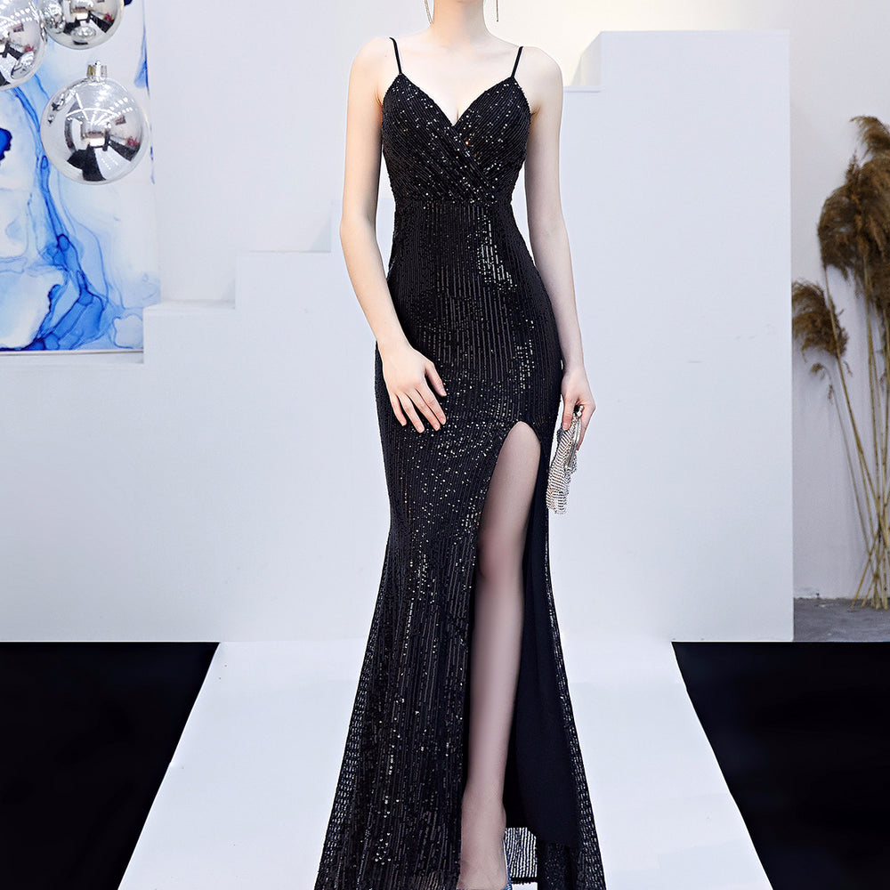 
                      
                        Sequined Evening Pageant  V-Neck Sleeveless Mermaid Gown - TulleLux Bridal Crowns &  Accessories 
                      
                    