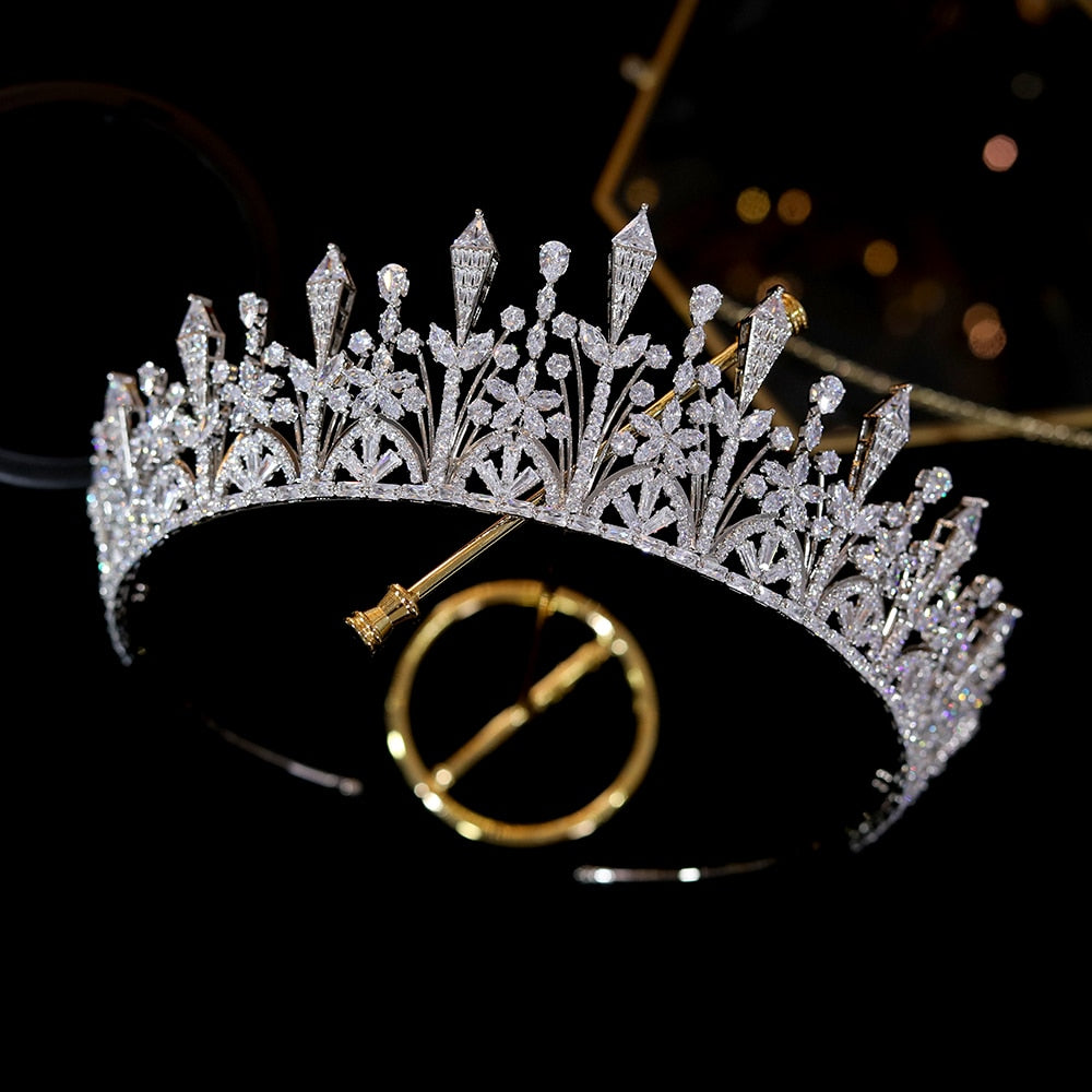 Luxurious Cubic Zirconia Princess Pageant Bridal Tiara Crown - TulleLux Bridal Crowns &  Accessories 