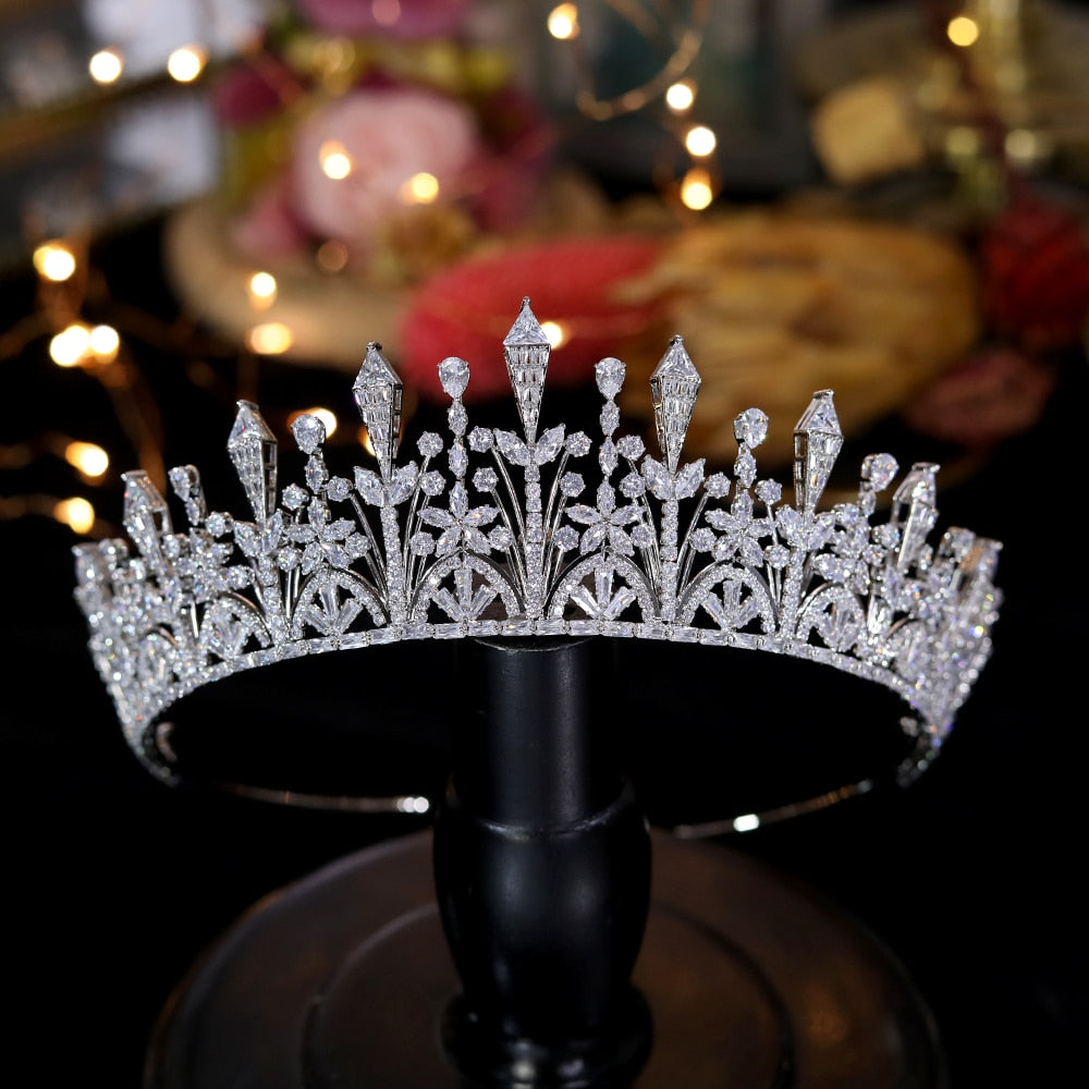 Luxurious Cubic Zirconia Princess Pageant Bridal Tiara Crown - TulleLux Bridal Crowns &  Accessories 