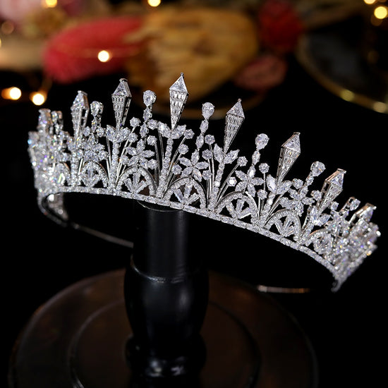 Luxurious Cubic Zirconia Princess Pageant Bridal Tiara Crown - TulleLux Bridal Crowns &  Accessories 
