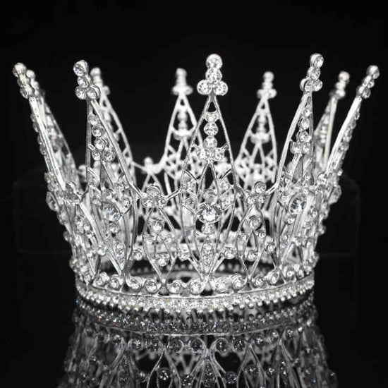 Crystal Queen King Full Round Crowns Men/Women Party Accessory