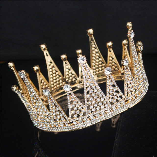 Crystal Queen King Full Round Crowns Men/Women Party Accessory