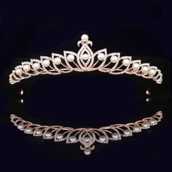 Rose Gold Silver Bridal Princess Crystal Bridal Crown - TulleLux Bridal Crowns &  Accessories 