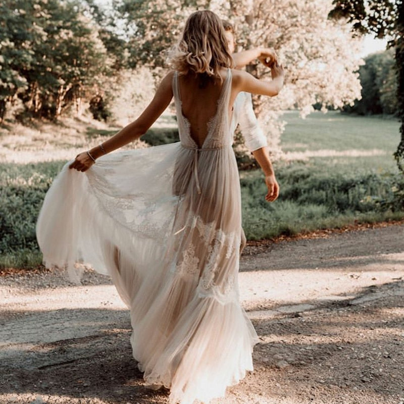 Bohemian Beach Wedding Dress  Bohemian Gown – TulleLux Bridal