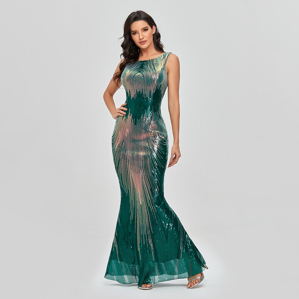 Load image into Gallery viewer, Shinning Sequin Mermaid  Fitted Party Gown - 2 Styles
