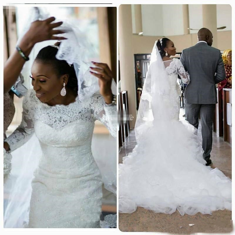 
                      
                        Long Sleeve Lace with Puffy Tulle Skirt Bridal Wedding Dress - TulleLux Bridal Crowns &  Accessories 
                      
                    