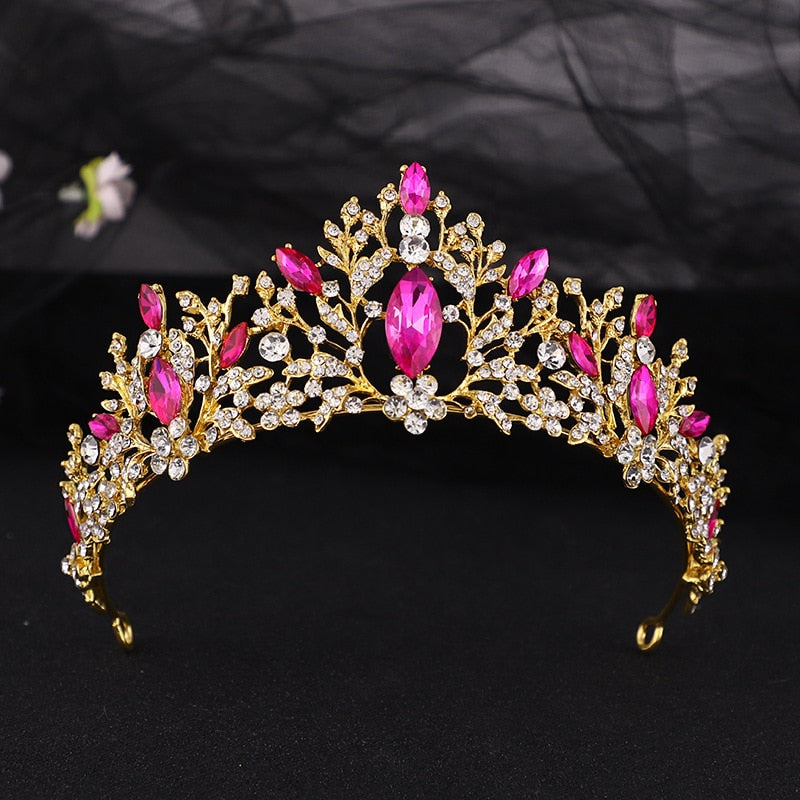 Load image into Gallery viewer, Colorful Rhinestone Crystal Diadem Princess Tiaras Crowns - TulleLux Bridal Crowns &amp;amp;  Accessories 
