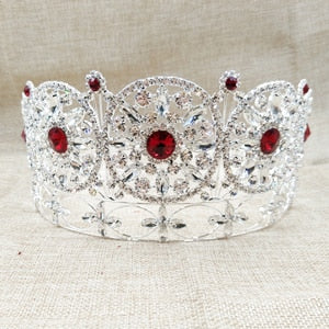 Load image into Gallery viewer, Large Royal Blue Pageant Crystal Crown and Earrings - TulleLux Bridal Crowns &amp;amp;  Accessories 
