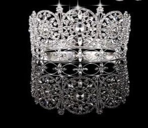 Load image into Gallery viewer, Large Royal Blue Pageant Crystal Crown and Earrings - TulleLux Bridal Crowns &amp;amp;  Accessories 
