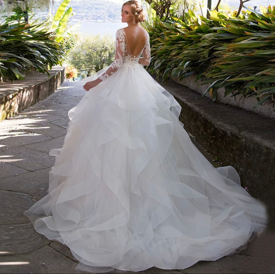 Tiered Ruffled Tulle Lace A Line Princess Wedding Bridal Gown – TulleLux  Bridal Crowns & Accessories