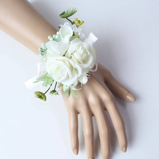 Wedding Bride Wrist Flowers Silk Pearl Rose Corsage Bracelet Bridesmaid  Supplies - AbuMaizar Dental Roots Clinic