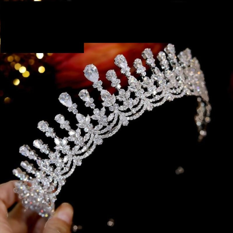 Load image into Gallery viewer, Cubic Zirconia Swage Roper Wedding Pageant Party Tiara Crown - TulleLux Bridal Crowns &amp;amp;  Accessories 
