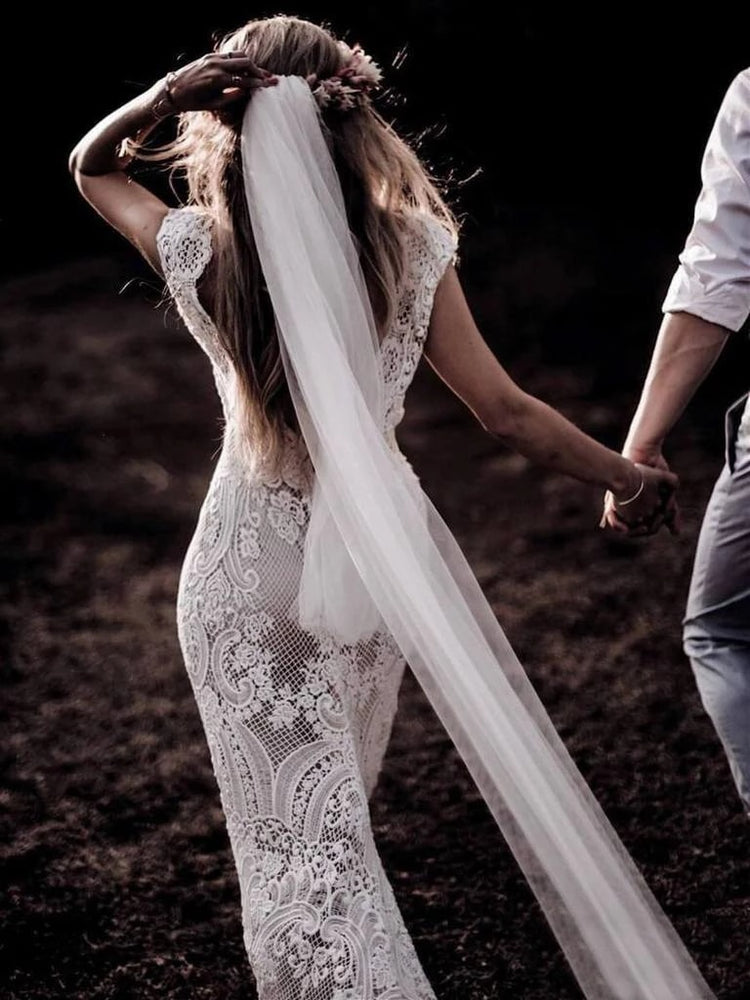 
                      
                        Deep V-Neck Lace Sheath Boho Bohemian Wedding Bridal Dress
                      
                    
