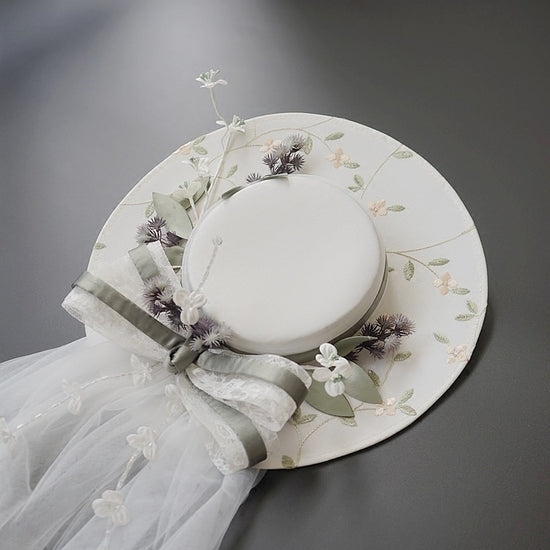 White Wide Brim Fedora Flower Kentucky Derby Church Hat - TulleLux Bridal Crowns &  Accessories 