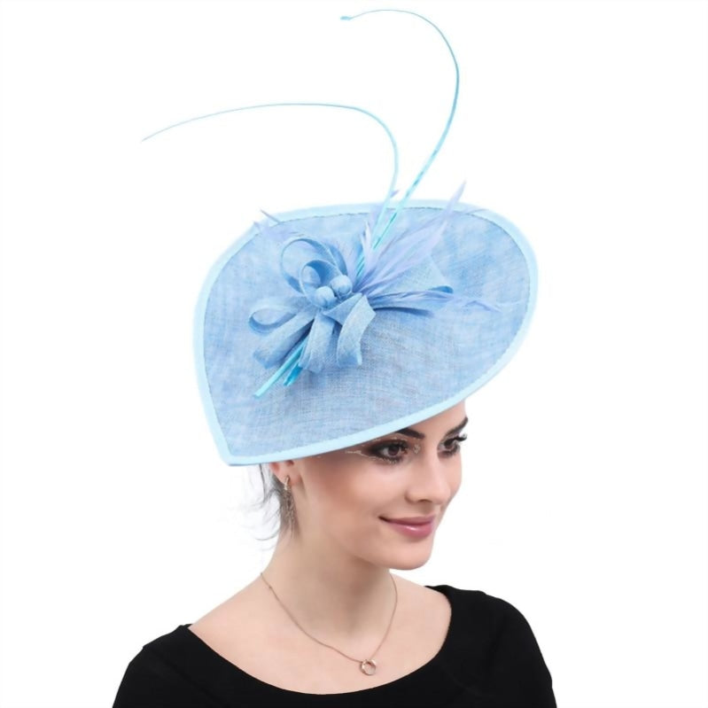 Vintage Light Blue Derby Fascinator Formal Fedora Cap - TulleLux Bridal Crowns &  Accessories 