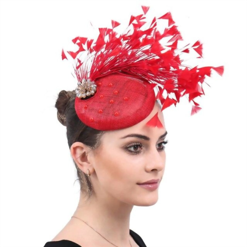 
                      
                        Vintage Race Day Derby Feather Cocktail Fascinator - TulleLux Bridal Crowns &  Accessories 
                      
                    