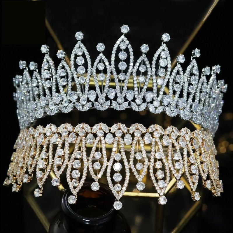 Cubic Zirconia Pointed Pageant Bridal Wedding Tiara - TulleLux Bridal Crowns &  Accessories 