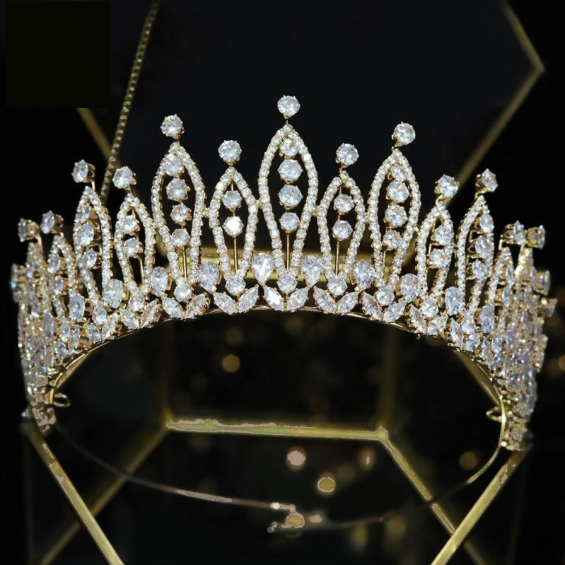 Cubic Zirconia Pointed Pageant Bridal Wedding Tiara - TulleLux Bridal Crowns &  Accessories 