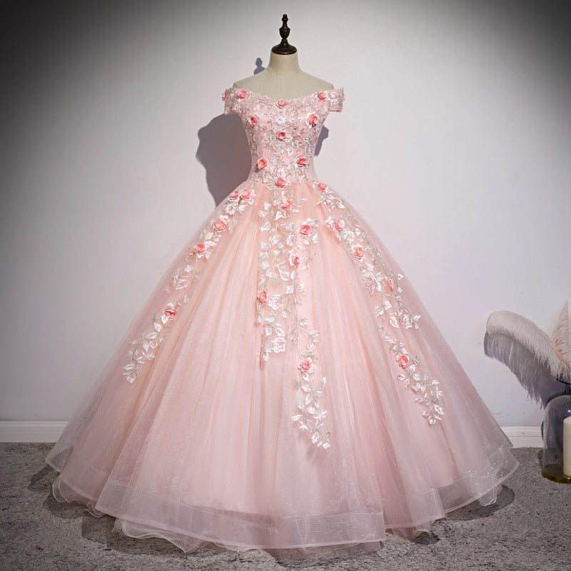 Off The Shoulder Sweet Floral Print Quinceañera Dress - TulleLux Bridal Crowns &  Accessories 